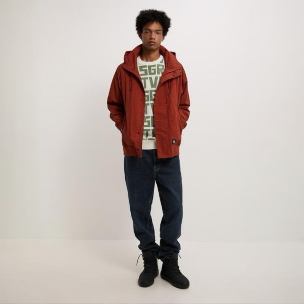 ZARA Men’s Hooded Technical Water resistant Jacket In Terracota Size Small